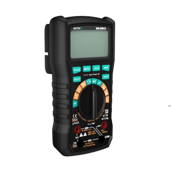 METERDI-Digital-Multimeter-MR-DM43-side-view showing features and digital multimeter price.